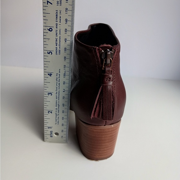 Toms Womens Boot Leila Back Zipper Ankle Bootie Size 7 Oxblood Leather Shoe-Boot - Picture 2 of 7